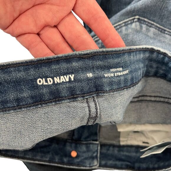 Old Navy Plus 16 Jeans High Rise Wow Straight Stretch Medium Blue - Picture 2 of 9